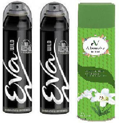 EVA Wild perfume combo + Green room freshner Body Spray  -  For Men & Women