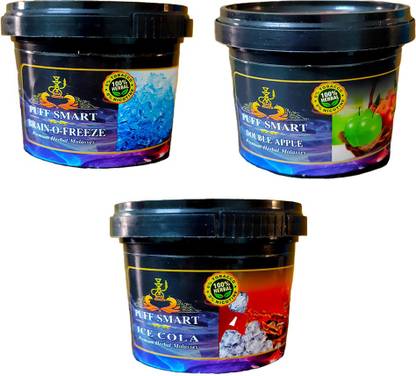Puff Smart Premium Herbal 100g Each Flavor Brain-O-Freeze, Double Apple, Ice Cola Hookah Flavor
