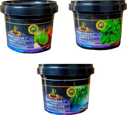 Puff Smart Premium Herbal 100g Each Flavor Mint, Double Apple, Spring Water Hookah Flavor