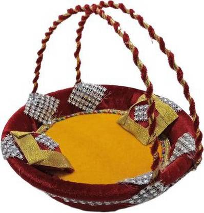 Kanha Carry Basket for Laddu Ji decorated with double metal Handle Size M 3 to 4 Jhula