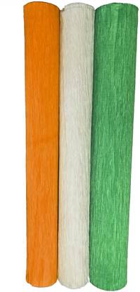 Sejas Collections |Set of 3, Tri-color| Best Quality Crepe / Wrinkled Paper Rolls, for Making National Flag, DIY Flower Making and Gift Wrapping, 8ft Length / 20in Width, 75 gsm Craft paper