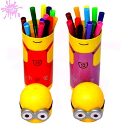 SmartCrafting Very Cute Pencil Cases With Minion Cartoon At Top|Bottle shape Minion Minnions Art Plastic Pencil Boxes