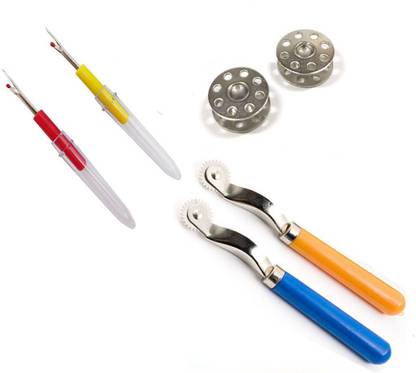 Crafts Haveli 3 Items Combo : 2 Seam Ripper, 2 Tracing Wheel & 2 Bobbin Sewing Kit