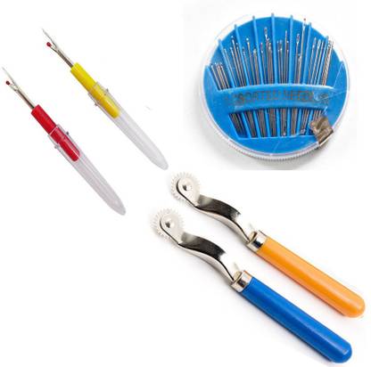 Crafts Haveli 3 Items Combo : 2 Seam Ripper, 2 Tracing Wheel & Needle Compact Sewing Kit