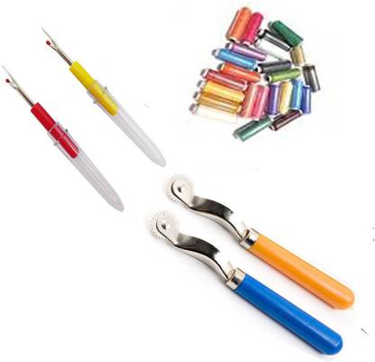 Crafts Haveli 3 Items Combo : 2 Seam Ripper, 2 Tracing Wheel & 20 Multi Spool Sewing Kit