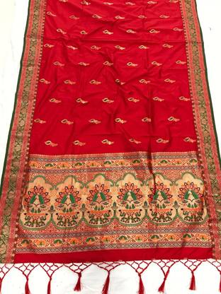 Paithani Silk Blend Saree with Unstitched Blouse