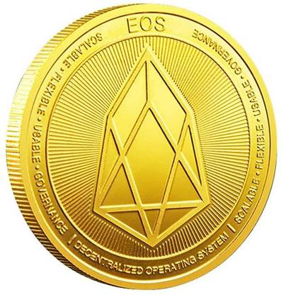 Craftbia EOS Coin Made of Real Metal Gold Plated Crypto Coin Decorative Showpiece  -  4 cm