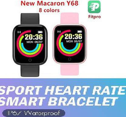 Bymaya KL7/ (Y68) PRO FIITNESS TKLCKER STEP COUNT SMART WATCH BLACK(PACK OF 1) Smartwatch