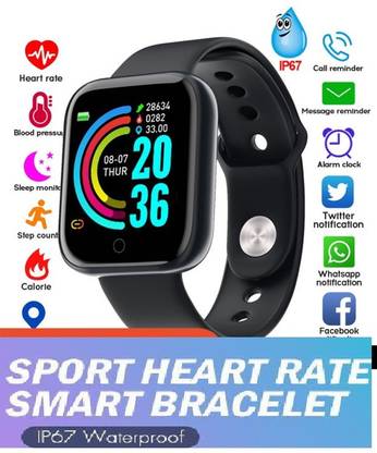 Bymaya KL61/ (Y68) ADVANCE FIITNESS TKLCKER BLUETOOTH SMART WATCH BLACK(PACK OF 1) Smartwatch