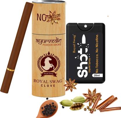 ROYAL SWAG Ayurvedic & Herbal Cigarette, Clove Flavour Smoke Tobacco Free Cigarettes with Shot Helps in Quit Smoking - (5 Sticks, 1 Shot) SET OF 2 Smoking Cessations
