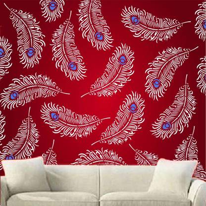 PARDECO WallStencilsFeather peacock Feather Design Wall Paint Design DIY Size 16X24 Inch. Mayur Feather Stencil