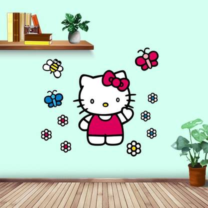 Delight Art 64 cm Beautiful Quit Cat Wall Sticker Size - ( 69*64 ) cm Self Adhesive Sticker