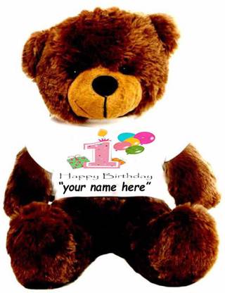 Hug 'n' Feel SOFT TOYS Big Teddy Bear Happy 1st Birthday Customise with Your Name, 3 ft  - 36 inch