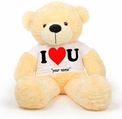Hug 'n' Feel Big Teddy Bear Wearing I Love u Customise Your Name"  - 152 cm