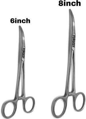 Forgesy Artery Forceps Curved 6'' & 8'' (pack of 2) Utility Forceps