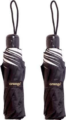 ORANGE 3 Fold Black Silve Manual Opening - Pack of 2 Umbrella