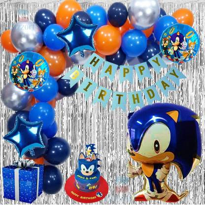 Fun and Flex SONIC BIRTHDAY PARTY DECORATION – Combo Theme Decoration Items Pack of 55