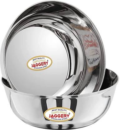 JAGGERY Stainless Steel Serving Bowl 600ml Katora/Big Bowl Set Useful As Mixing/Serving Donga (15cm Diameter, 2)