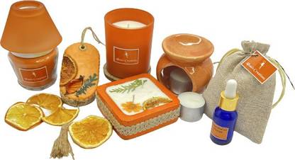AlkaasCreations Premium Orange Gift Box 1Pack of 7 items Candle