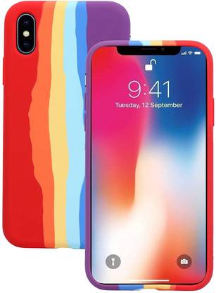 Pishon Back Cover for Apple iPhone XR, Ultra Slim Anti-Slip Liquid Soft Silicone, Flexible Rainbow Case For XR