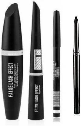 ZOVLY Eyebrow Pencil Black & Liquid Eye Liner & Mascara & Kajal ( 4in1)