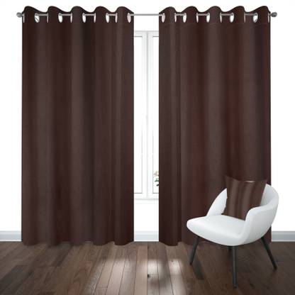 YELLOW WEAVES 215 cm (7 ft) Polyester Blackout Door Curtain (Pack Of 2)