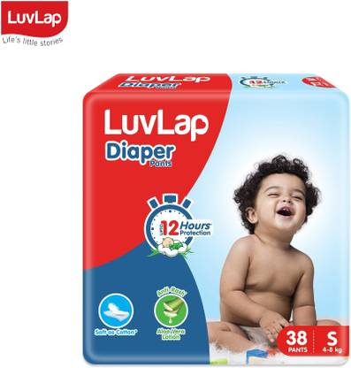 LuvLap Baby Diaper Pants With Aloe Vera Lotion For 4 to 8 Kg Babies (Pack of 38) Size - S