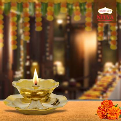 Shubhkart Nitya Devkamal Deep Brass Table Diya