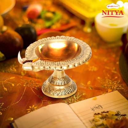 Shubhkart Nitya Paan Diya With Stand Brass Table Diya