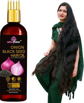 Growkesh Onion Oil - Black Seed Onion Hair Oil - WITH COMB APPLICATOR Hair Oil