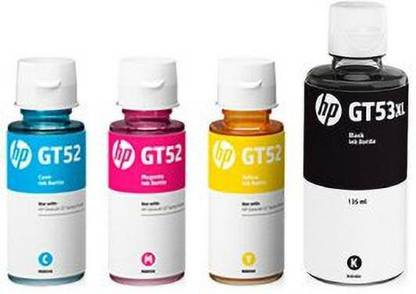 ORIGNL HP Ink Bottle GT 53 XL Black GT 52 C/Y/M Set of 4 Black + Tri Color Combo Pack Ink Bottle