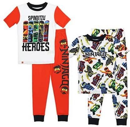 LEGO Ninjago Boys Pajama Set 4Piece Cotton PJs Red Size 8