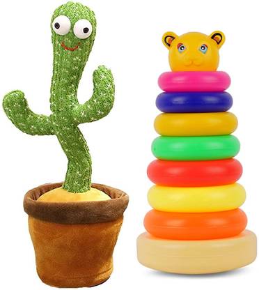 RD Zoom Enterprises Combo Of Dancing Cactus And Teddy Bear Stacking Rings for Toddlers