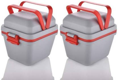MADHULI 3 Compartment Lunch Box Set With Handle & Push Lock Tiffin Box, Pack Of 2 3 Containers Lunch Box
