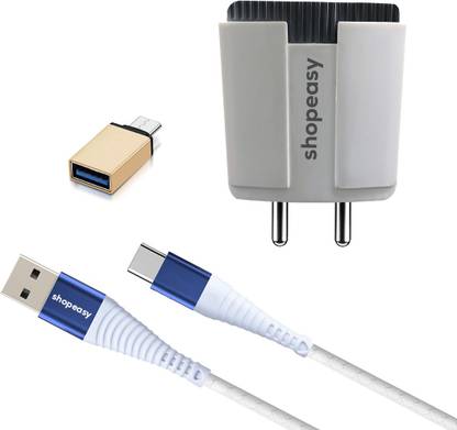 ShopEasy Wall Charger Accessory Combo for Dual USB Charger With OTG And Type C Cable Vivo Y30, Vivo Y33s 5G, Vivo Y71T