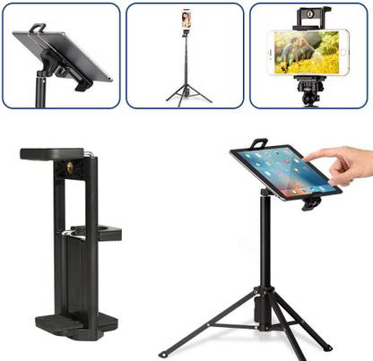 durReey 2in1 Tripod Mount Phone Tablet Holder Clip for iPhone iPad tab Clamp Clip Stand Tripod Bracket