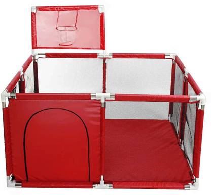 BabyGo Playpen Newborn Ball Pool Fence with Basketball-Ring Large Size Red