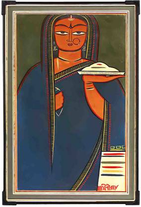 FURNATO | JAMINI ROY Painting Collection – Pujarin – MDF619 Digital Reprint 18 inch x 12 inch Painting