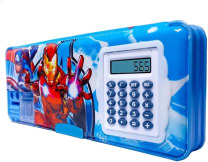 TOYVISION BOX Multipurpose Dual Sharpener Calculator Double sided Stationary Box Art Plastic Pencil Box