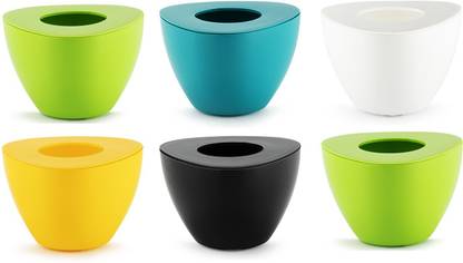 AppEasy Triangle Shape Multi Color Planter Pot, for Home, Garden, Office, Terrace (6 Pc) Plant Container Set