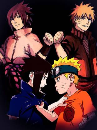 Naruto And Sasuke Friendship Fan Art Poster for Wall and Home décor 12x18 cm Paper Print