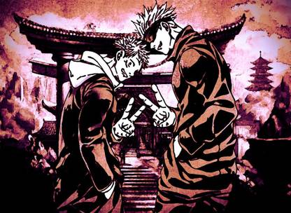 Jujutsu Kaisen Itadori and Gojo Friendship Fan Art Poster for Wall and Home décor 12x18 cm Paper Print