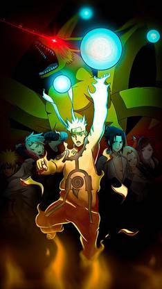 Naruto Nine tails Chakra Mode Fan Art Poster for Wall and Home décor 12x18 cm Paper Print