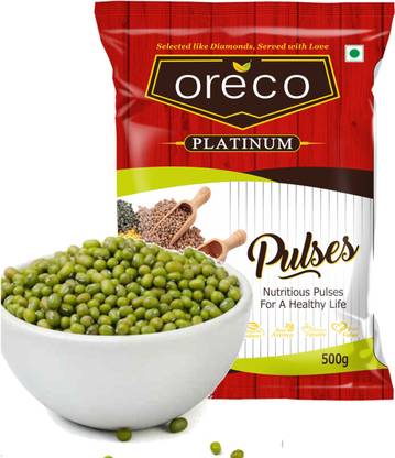 oreco Green Moong Dal (Whole) (High Protein Moong Sabut, Sprouts Dal, 500g Pack)