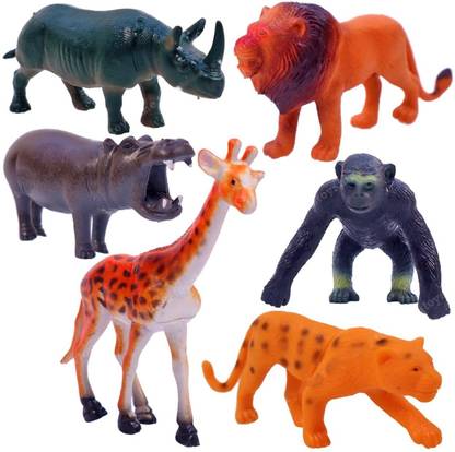 KREDZSTAY Safari Animal Toys Figures, 6 PCS Realistic Wild Jungle Animals Figurines Zoo