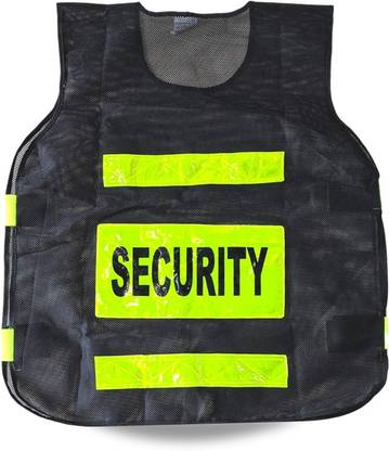 HEALTH SAFE Polyster Black Security Print Reflective Jacket with Velcro Clousure Safety Jacket