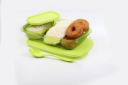 FEEDNIX New Trending Student ' s 1st Choice 2 Container Lounch Box ( Green) 2 Containers Lunch Box