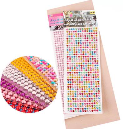 MAGIC 12.7 cm Multicolor Self Adhesive Crystal Stickers For Mobile Phone ,Project Making, Gift Self Adhesive Sticker
