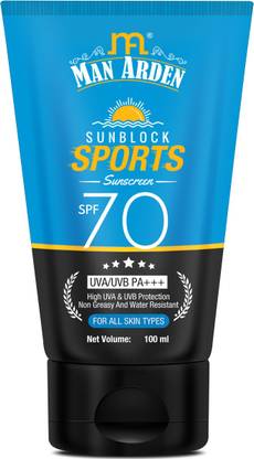 Man Arden Sunscreen - SPF 50 PA+++ Sun Block Sports Sunscreen SPF 70, UVA/UVB PA+++,