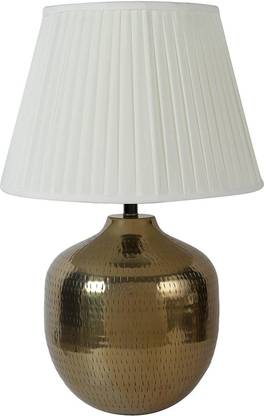 ZK HANDICRAFTS RAISE MATKI TABLE LAMP WITH COTTON OFF WHITE SHADE Table Lamp
